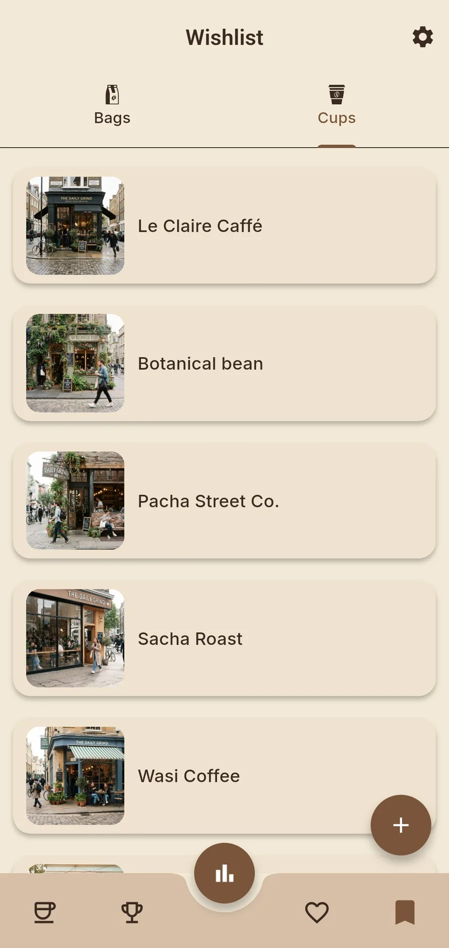 Screenshot of the list of coffees pending to try