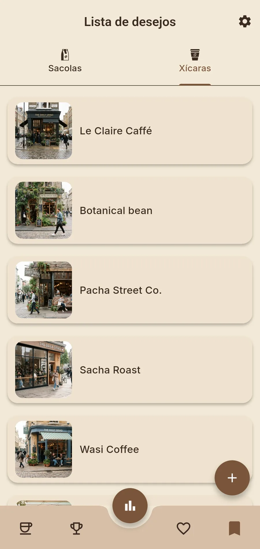 Captura da lista de cafés pendentes para experimentar